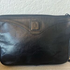 Hartmann Vintage Black Leather small crossbody purse
